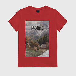 Футболка хлопковая женская Polina деревушка, цвет: красный