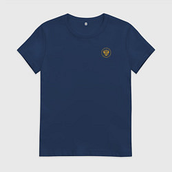 Женская футболка Сокрушу пред ним врагов его герб желтый