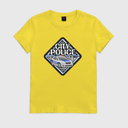 Футболка хлопковая женская City police, цвет: желтый