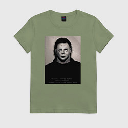 Футболка хлопковая женская Майкл Майерс магшот, цвет: авокадо