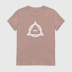 Футболка хлопковая женская Белая символика квадробика, цвет: пыльно-розовый