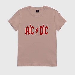 Футболка хлопковая женская AC DC devil, цвет: пыльно-розовый