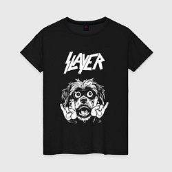 Футболка хлопковая женская Slayer rock dog, цвет: черный