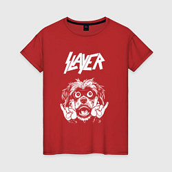 Футболка хлопковая женская Slayer rock dog, цвет: красный