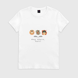 Футболка хлопковая женская Лесные друзья - сова, олень, желудь, цвет: белый