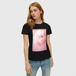 Футболка хлопковая женская Череп сахарная вата, цвет: черный — фото 2