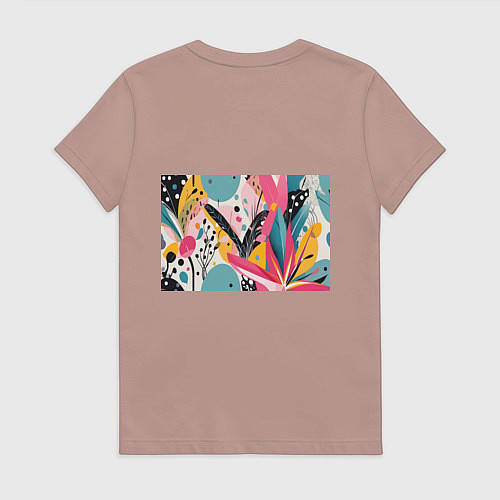 Женская футболка Листья цветы абстракция / Пыльно-розовый – фото 2