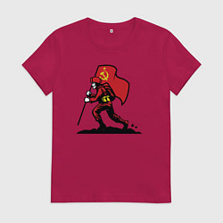 Футболка хлопковая женская Солдат СССР, цвет: маджента