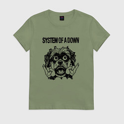 Футболка хлопковая женская System of a Down - rock dog, цвет: авокадо