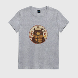 Футболка хлопковая женская Осенний мишка, цвет: меланж