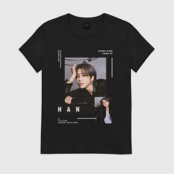 Футболка хлопковая женская Stray kids Han Jisung, цвет: черный