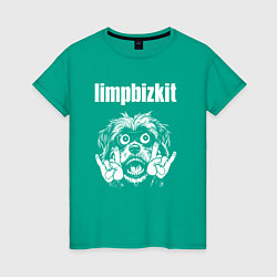 Футболка хлопковая женская Limp Bizkit rock dog, цвет: зеленый