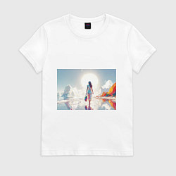 Женская футболка Девушка на фантастическом пляже