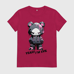 Футболка хлопковая женская Да - я злой, цвет: маджента