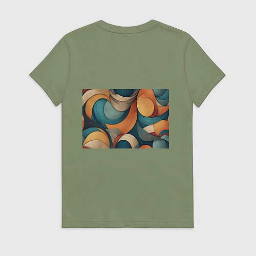 Женская футболка Абстракция теплые контрасты / Авокадо – фото 2
