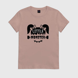 Футболка хлопковая женская Little monster - girl - пара, цвет: пыльно-розовый