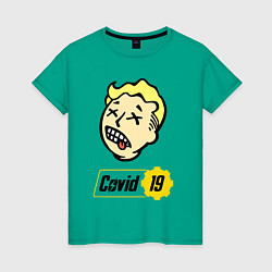 Футболка хлопковая женская Vault boy - covid 19, цвет: зеленый