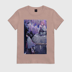 Футболка хлопковая женская Клинок рассекающий демонов Гию Томиока, цвет: пыльно-розовый