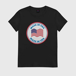 Футболка хлопковая женская Сделано в Америке, цвет: черный