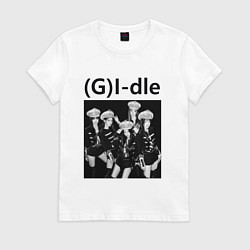 Футболка хлопковая женская G I-dle группа в стиле империи, цвет: белый