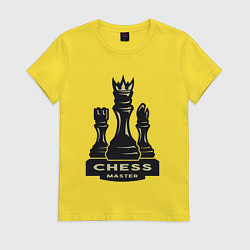 Футболка хлопковая женская Chess master, цвет: желтый