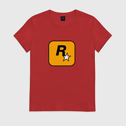 Футболка хлопковая женская Rockstar logo, цвет: красный