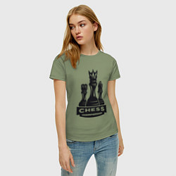 Футболка хлопковая женская Chess championship, цвет: авокадо — фото 2