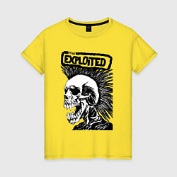 Футболка хлопковая женская The exploited skull, цвет: желтый