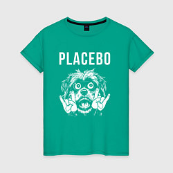 Футболка хлопковая женская Placebo rock dog, цвет: зеленый