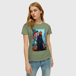 Футболка хлопковая женская Киберпанк Джек, цвет: авокадо — фото 2