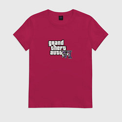 Футболка хлопковая женская Grand Theft Auto 6 vice city logo, цвет: маджента