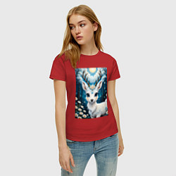 Футболка хлопковая женская Сказочный олененок, цвет: красный — фото 2