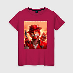Футболка хлопковая женская The godfather of the meowfia - ai art fantasy, цвет: маджента