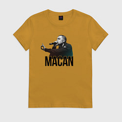 Футболка хлопковая женская Macan - Rap, цвет: горчичный