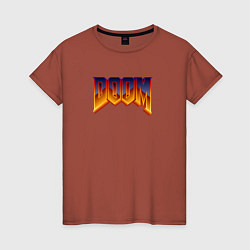 Футболка хлопковая женская Doom logotype, цвет: кирпичный