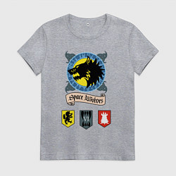 Футболка хлопковая женская Space wolves Warhammer 40k, цвет: меланж