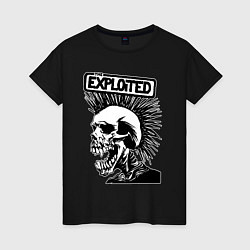 Футболка хлопковая женская The exploited - punk skull, цвет: черный