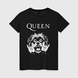 Футболка хлопковая женская Queen rock dog, цвет: черный