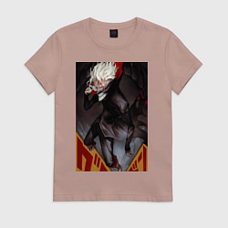 Футболка хлопковая женская Дандадан: Кэн Такакура, цвет: пыльно-розовый