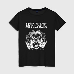 Футболка хлопковая женская Maneskin rock dog, цвет: черный