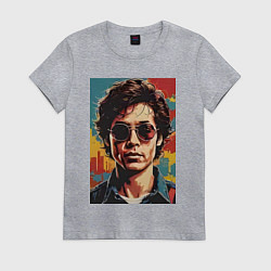 Футболка хлопковая женская Ретро портрет, цвет: меланж