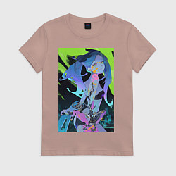 Футболка хлопковая женская Киберпанк Люсина Кусинада, цвет: пыльно-розовый