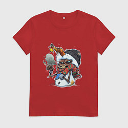 Футболка хлопковая женская Angry snowman, цвет: красный