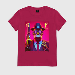 Футболка хлопковая женская Cyber godfather Homer Simpson - mafia, цвет: маджента