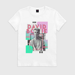 Футболка хлопковая женская David Bowie singer rock, цвет: белый
