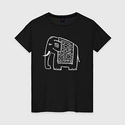 Футболка хлопковая женская Indian elephant, цвет: черный