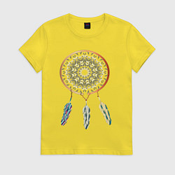 Футболка хлопковая женская Ловец сновидений, цвет: желтый