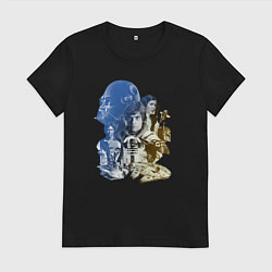 Футболка хлопковая женская Star Wars - characters, цвет: черный
