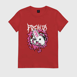 Футболка хлопковая женская Человек-бензопила Почита бензопила, цвет: красный
