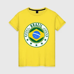 Футболка хлопковая женская Brazil 2014, цвет: желтый